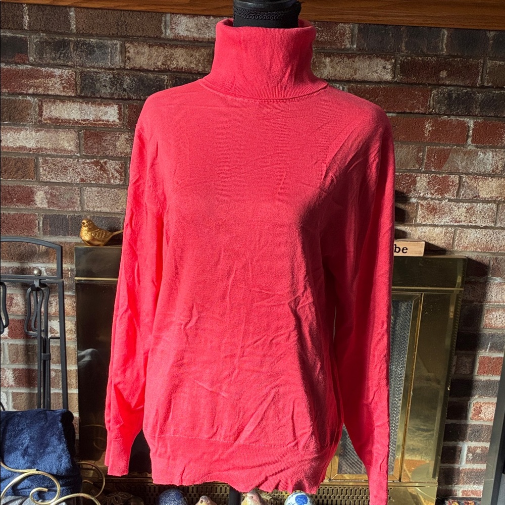 Women's Red Turtleneck Sweater#B